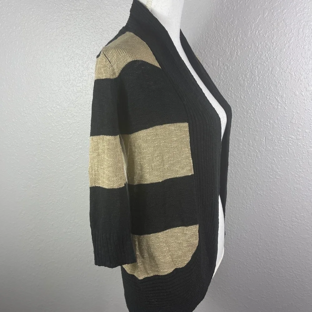 Black &‎ Brown striped open sweater